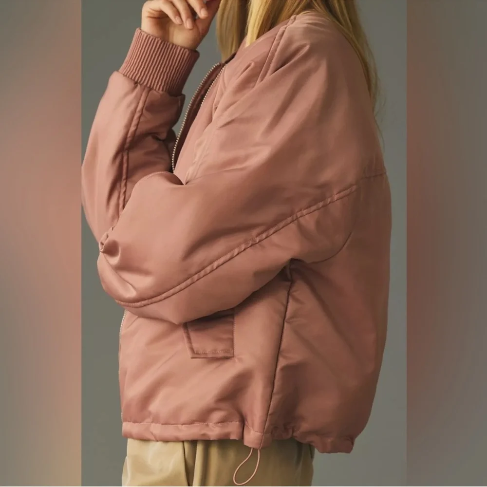 Anthropologie Dusty Pink Bomber Jacket Like New - Picture 1 of 6